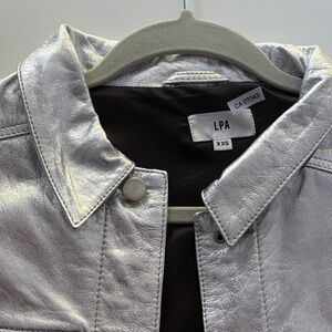 LPA Metallic Silver Leather Jacket
